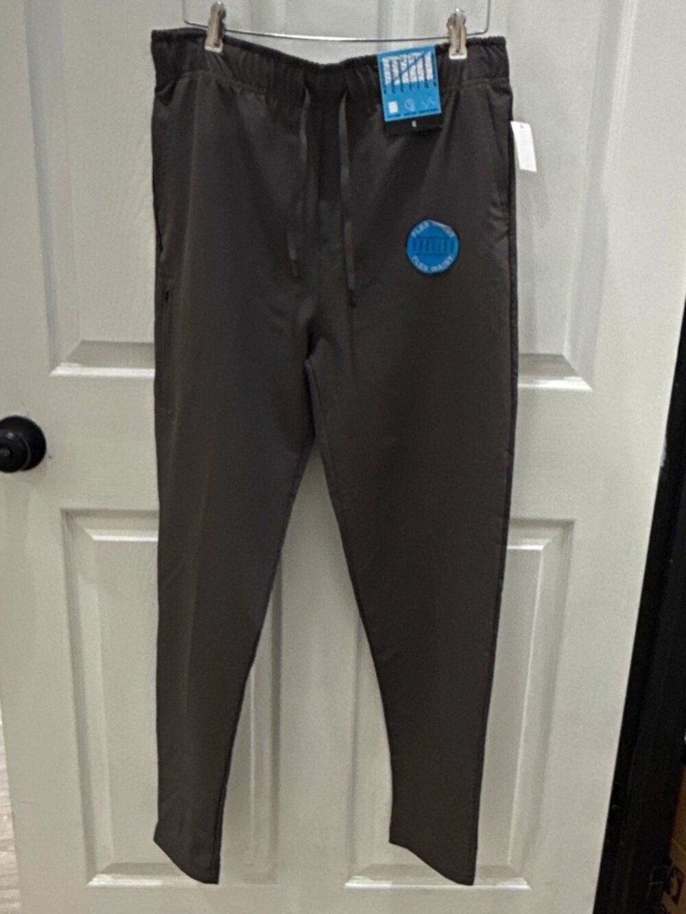Vection Active Flex Men's Track Pants M Gray Drawstring Elastic Waist Zip Pocket